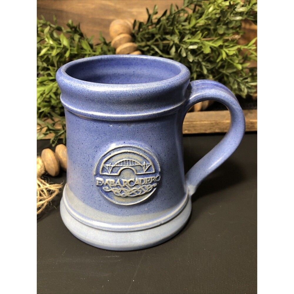 Blue Ombre Pottery Mug, San Francisco 4” Tall X 3.5”Wide Embarcadero
